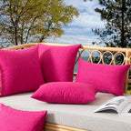 Kevin Textile Set of 2 Outdoor Waterproof Pillow Covers - Valentines Day Decorative Throw Pillows - Rectangle Checkered Couch Pillows for Patio Tent Bed Sofa Living Room - 12x20 Inch - Hot Pink