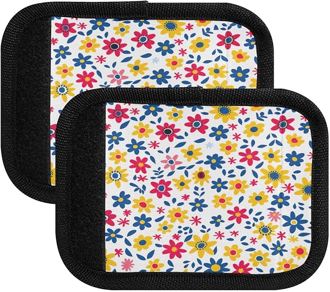 Qilmy Fresh Style Floral Fragments Luggage Handle Wrap 4Pack Luggage Identifiers Tag Comfort Handle Grips Cover for Stroller Suitcase Bag Airplane Travel Accessories1527