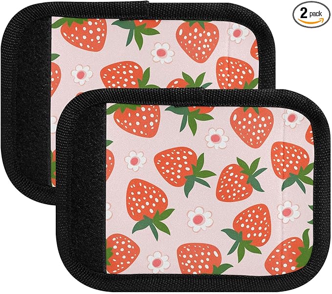 Pink Strawberry Cute Luggage Handle Wrap for Suitcase Luggage Tags Handle Covers Identifiers Soft Decorations Travel Accessories 2 Pack