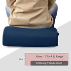 MABOZOO Extra Thick Chair Cushions, Office Chair Booster Seat Cushion to Raise Seat Height for Pain Relief,18 x 16 x 6 inch Non Slip Memory Foam Thick Cushion with Carry Handle（Navy Blue）