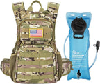 22L Tactical Hydration Backpack with 3L Water Bladder, Lightweight Molle Water Bag for Men Women, Hiking Hydration Pack for Cycling Running Biking Hunting, Daypack with Waist Pocket, Camo