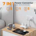 TESSAN Voltage Converter US to Europe 220 to 110, Universal Travel Adapter Voltage Converter with 4 USB Ports (1 USB C), 3 AC and EU UK AU IT in ZA Plug Power Adapter, Step Down Transformer, 6 FT