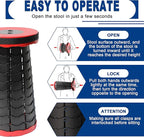 ALEVMOOM Upgraded Nylon Collapsible Stool with 500lbs Max Weight Portable Retractable Folding Telescoping Stools for Adults Chair for Outdoor Camping Fishing Hiking BBQ (Nylon Red)