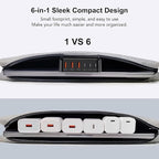 USB C Fast Charger, 100W GaN 6 Port Type C Charging Station Hub Block Cube, USB C Wall Charger Power Strip Adapter Plug for iPad iPhone 16 15 14 13 12 Pro Max Pixel Note Galaxy, 5ft Cord