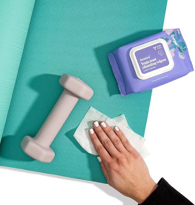 ASUTRA Yoga Mat Cleaning Wipes (Lovely Lavender), 3 Pouches (30 Wipes Each) - No Slippery Residue, Deep-Cleansing for Fitness Gear & Gym Equipment