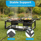 Tabletop Double Burner Camp Stove - 100,000 BTU Portable Propane Gas Cooker with CSA Regulator - Heavy-Duty Steel Frame for Camping, BBQ & Outdoor Cooking