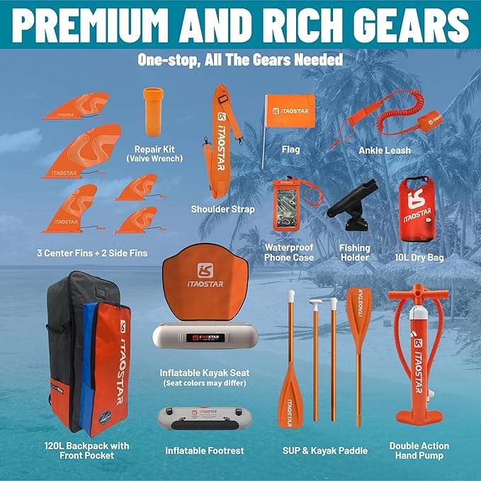 Journey 11'6" / 11'×34" / 11'×35" Extra Wide Paddle Board, One-Stop Premium SUP Board Accessories, Tailored Fins, Stable Inflatable Stand Up Paddle Boards for Youth/Adults of All Skill Levels