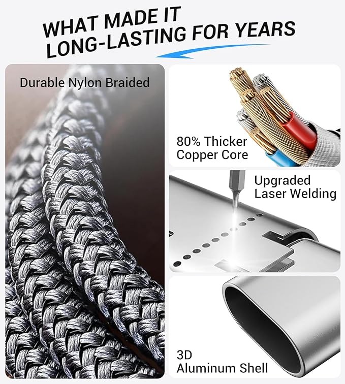 Temdan for Travel Vacation Essentials,3 in 2 USB C Cable for Apple Watch Charger/iPhone 17 Charger/Lightning,Multi Charging Cable Cord,Camping Essentials,Designed for iWatch &iPhone 16-12-4FT Orange