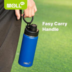 Small Water Bottle 12 oz Insulated Sports Wide Mouth Flask for School-Reuasble Stainless Steel Vacuum Travle Water Bottle with Silicone Boot (Navy)