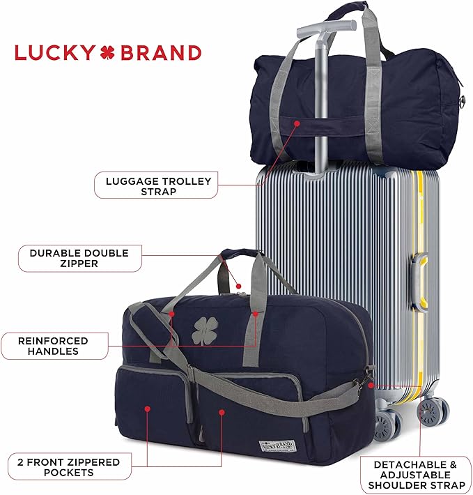 Lucky Travel Duffel Bags 115L, Gym Bag, Travel Bag & Large Duffle Bag for Men, Foldable Overnight Weekender Bags for Women & Men with Adjustable Shoulder Strap, Navy