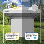 EAGLE PEAK Pop Up Canopy Tent with 1 Sidewall, Easy Setup Event Tent, Outdoor Sun Shade, Wheeled Carry Bag, Stakes and Guy Ropes, Instant Canopy 8x8, White