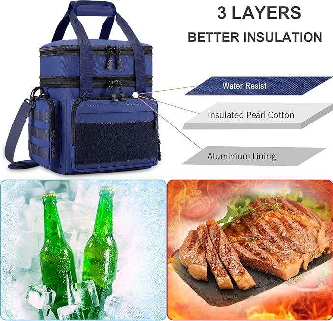 Large Lunch Box Bag for Men - Tactical Insulated Lunch Bag Adult - Thermal Lunchbox Leakproof Waterproof Cooler Bag for Work Office Camping Travel