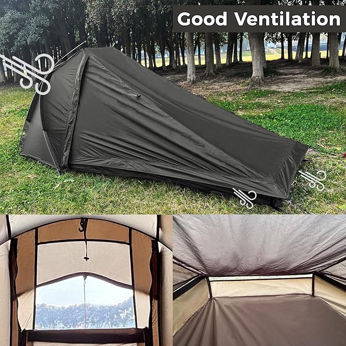 Onewind Ultralight One Person Tent, Single Person Fishing Tent with Rainfly Poles Easy Setup for 3 Season Camping Hiking Backpacking