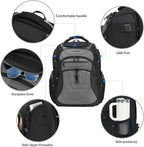 KROSER Friendly Travel Laptop Backpack 18.4 inch XXXL Gaming Backpack Water-Repellent College Daypack Business Backpack with RFID Pockets & USB Port for Men/Women-Black/Grey