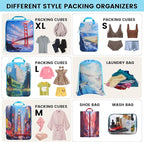 Lightweight Compression Packing Cubes for Suitcases, Compressible Expandable Travel Packing Organizer with Clear Toiletries and Backpack Bag, Travel Essentials for Carry on Luggage 7 Set