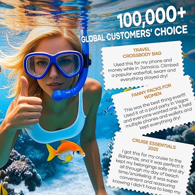 Waterproof Bag Fanny Packs for Women, Cruise Vacation Essentials Waterproof Pouch for Phone Passport Purse, Floating Dry Bags for Beach Water Park Boating Fishing Diving Surfing Kayaking Accessories