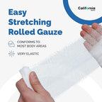 California Basics 36-Pack Gauze Bandage Roll with Tape, 4 Inches x 4 Yards - Soft, Stretchable & Breathable Wrap for Wound Care, First Aid & Medical Supplies - White