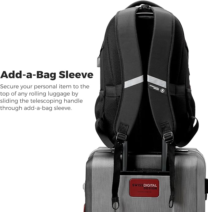 Swissdigital Design Laptop Backpack, Travel Backpack with USB Charging Port Fits 15.6 inches Computer, 31L College School Bookbag for Men,Tan/Black | SD803-34