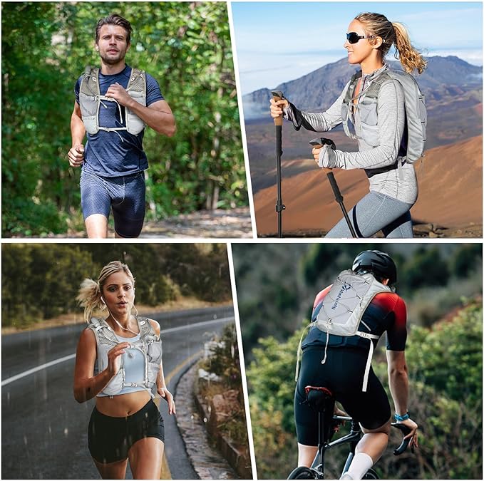 Running Hydration Vest for Women Men, Lightweight Adjustable Hydration Backpack with 1.5L Water Bladder Bag for Hiking, Trail, Running, Marathons, Cycling