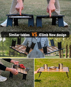 iClimb Ultralight Compact Mini Beach Picnic Folding Alu. Table with Carry Bag, Two Size (Nature - L)