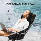 Portable High Back Camping Chair, Support Heavy Duty 440 lbs, Lightweight Folding Chair with Adjustable Pillow for Hiking, Beach, Backpacking