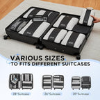 10 Set Compression Packing Cubes for Travel Essentials,Compressible Expandable Packing Cubes for Suitcase,OlarHike Luggage Organizer Bags for Travel,Handy Helper for Organizing Clothes(Black)