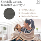 Threadmill Luxury Cotton Blankets for King Size Bed | All-Season Cozy 100% Cotton King Size Blanket | Herringbone Soft Fall Thermal Blanket fits California King Size Bed | Dark Grey