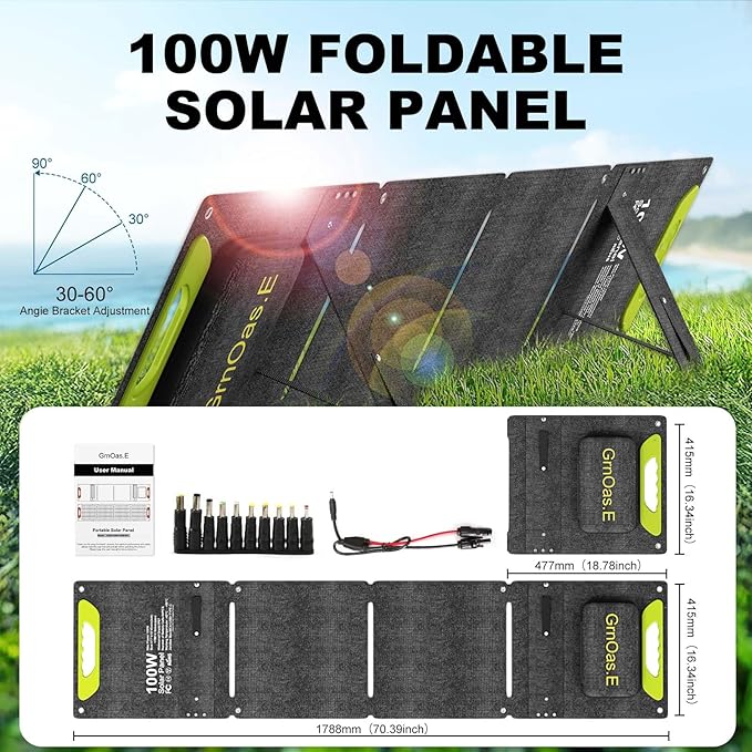 100W Foldable Solar Panel kit with Controller,Portable Solar Charger for Portable Power Station,Phone,Laptop,with M-C4 to DC5525 Output,USB-C,USB-A Port When Camping Fishing Van RV Road Trip