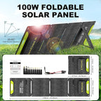 100W Foldable Solar Panel kit with Controller,Portable Solar Charger for Portable Power Station,Phone,Laptop,with M-C4 to DC5525 Output,USB-C,USB-A Port When Camping Fishing Van RV Road Trip