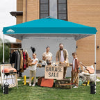 EAGLE PEAK Pop Up Canopy Tent with 1 Sidewall, Easy Setup Event Tent, Outdoor Sun Shade, Wheeled Carry Bag, Stakes and Guy Ropes, Instant Canopy 10x10, Turquoise