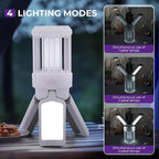 GREEN MORE Portable Camping Lantern Foldable , 4 Light Modes Camping Lights Lightweight, Waterproof, for Indoor Outdoor Home Emergency Light Power Outages Hiking Hurricane,French Grey