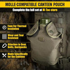 M-Tac Canteen Water Bottle - 1 Quart Water Canteen (34 Oz/1L) - Tactical Water Bottle for Military Hiking Camping Survival (Olive)