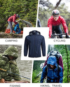 COOFANDY Men's Packable Rain Jacket Lightweight Waterproof Raincoat with Hood Travel Hiking Golf Windbreaker
