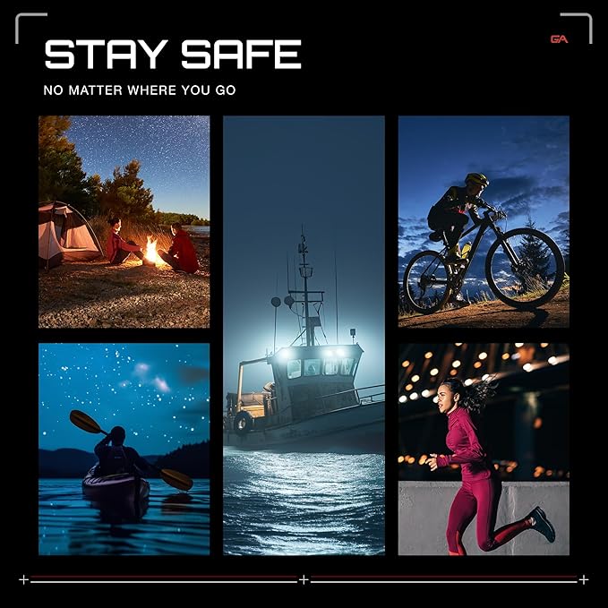 Guardian Angel Micro Series Safety Lights, Beacon Device (Red Front & Green Rear) | Rechargeable, Magnetic & Hands-Free Wearable LED Light for Dog Walking, Cycling, Camping & Kayak