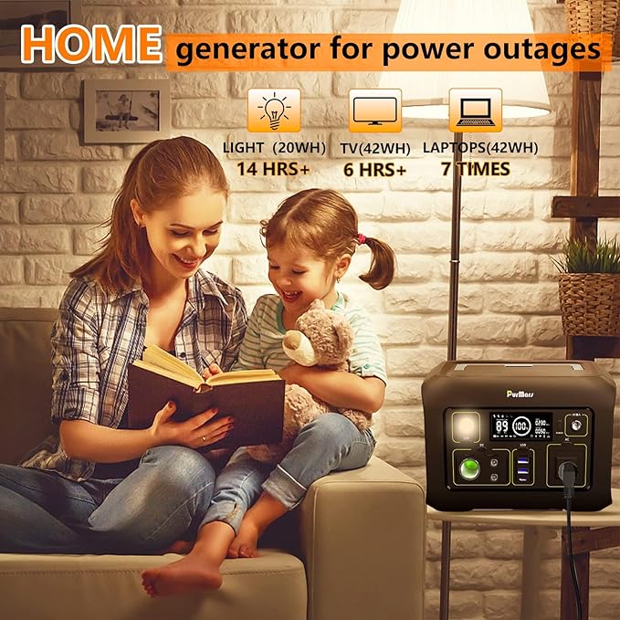 Portable Power Station 300W(Peak 500W), 288Wh (90,000mAh) Solar Generator with 110V Pure Sine Wave AC Outlet, lifepo4 Battery Portable Power Bank for Outdoor Camping, Traveling, and Emergencies