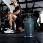 IDEUS Insulated Stainless Steel Water Bottle with 2 Leak-Proof Lids, Thermal Water Flask for Hiking Biking, 64oz, Green