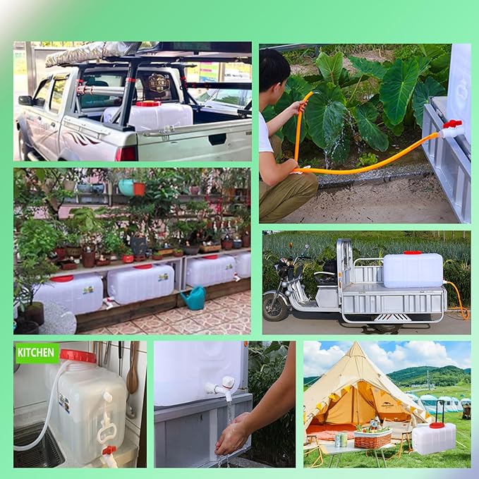 Plastic Portable Water Tank Water Storage Tank for Camping with Spigot Hose Water Container Water Storage Container for Emergency Water Storage Hiking Outdoor(Size:4 Gallon / 15L)