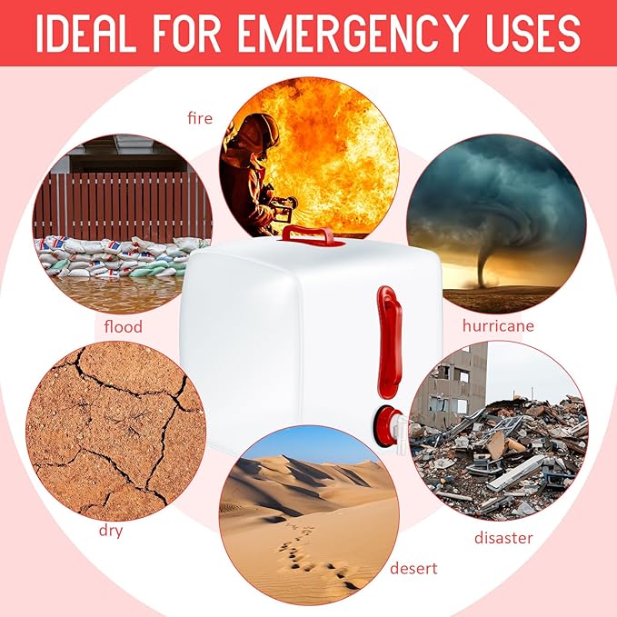 3 Pack Collapsible Water Container with Spigot, Foldable Camping Water Container Portable Camping Storage Carrier Jug for Outdoors Hiking Emergency Kit Backpack (5.3 Gallon,Red,3 Pcs)