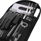 Camping Cookware Storage Bag - Camping Cooking Utensils Set Bag Camping Tool Portable Storage Bag Suitable for Knife, Fork, Spoon, Chopping Board, Chef's Knife,Kitchenware Storage