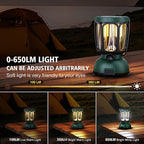 Raynic 6000 LED Camping Lantern, 650LM Hand Crank Solar Battery Powered Rechargeable Lantern, Emergency Lights for Home Power Failure, Hurricane, USB Cable Included