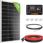 ECO-WORTHY 100 Watt 12 Volt Solar Panel Kit for RV Battery Boat Trailer Cabin Garden Shed Home: 100W Solar Panel+30A PWM Charge Controller+ Tray Cable + Z Mounting Brackets