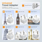 TESSAN Voltage Converter US to Europe 220 to 110, Universal Travel Adapter Voltage Converter with 4 USB Ports (1 USB C), 3 AC and EU UK AU IT in ZA Plug Power Adapter, Step Down Transformer, 4 FT