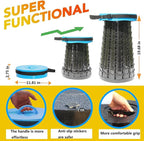 ALEVMOOM Upgraded 19.7" Portable Collapsible Folding Stool Retractable Telescoping Foldable Stool for Adults Heavy Duty Camping Sturdy with Max Load Capacity 1000lbs for Outdoor Fishing Hiking BBQ