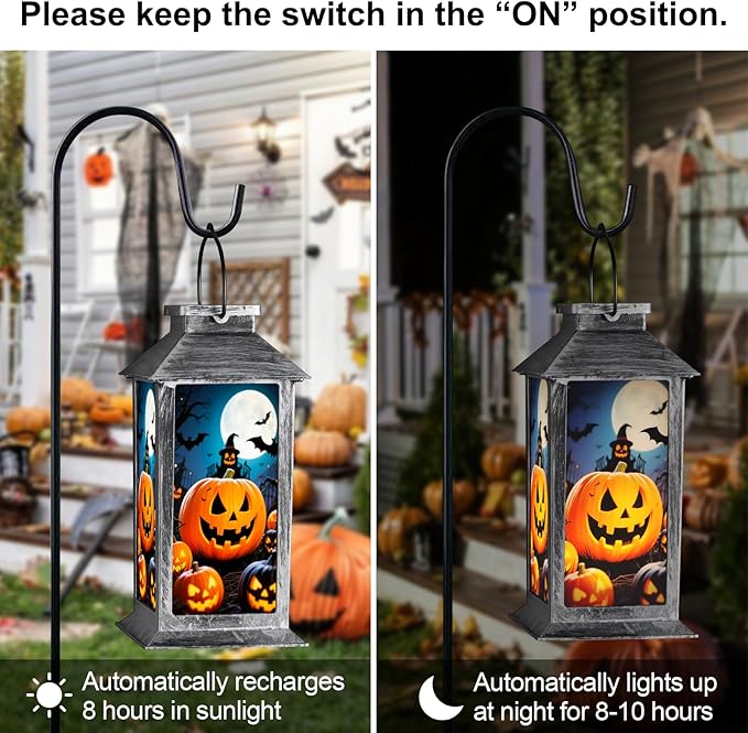 Halloween Decorations Outdoor,Halloween Hanging Decorations,Solar Lantern,Decor for Home Outside Porch Garden Yard Lawn Party Decorations（Witch Pumpkin）