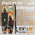 Novelty 11'6" x 35" Inflatable Stand Up Paddle Board with Seat- Stable SUP Board for Adults - Portable Paddleboard for Yoga, Surfing, Fishing - Includes Full Accessories Kit