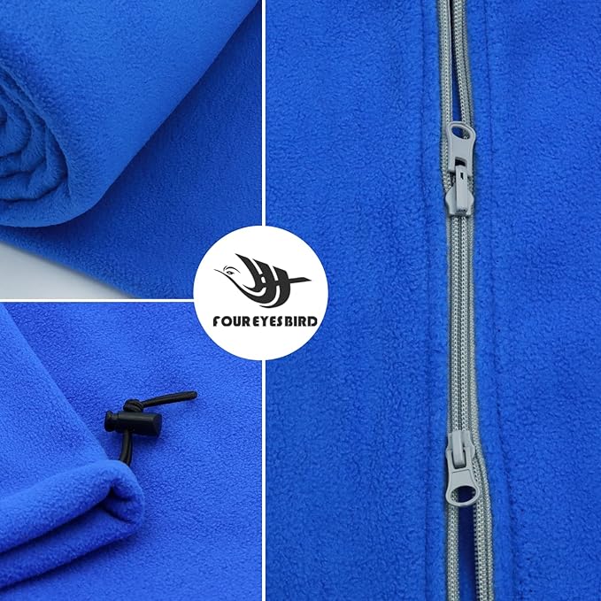 Fleece Sleeping Bag Liner, 75" Long Zipper Microfiber Fleece Travel Single Sleeping Bag Camping Blanket, Indoor Outdoor Blanket for Adults & Children