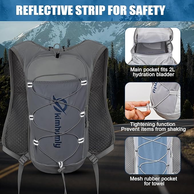 Running Hydration Vest for Women Men, Lightweight Adjustable Hydration Backpack with 1.5L Water Bladder Bag for Hiking, Trail, Running, Marathons, Cycling