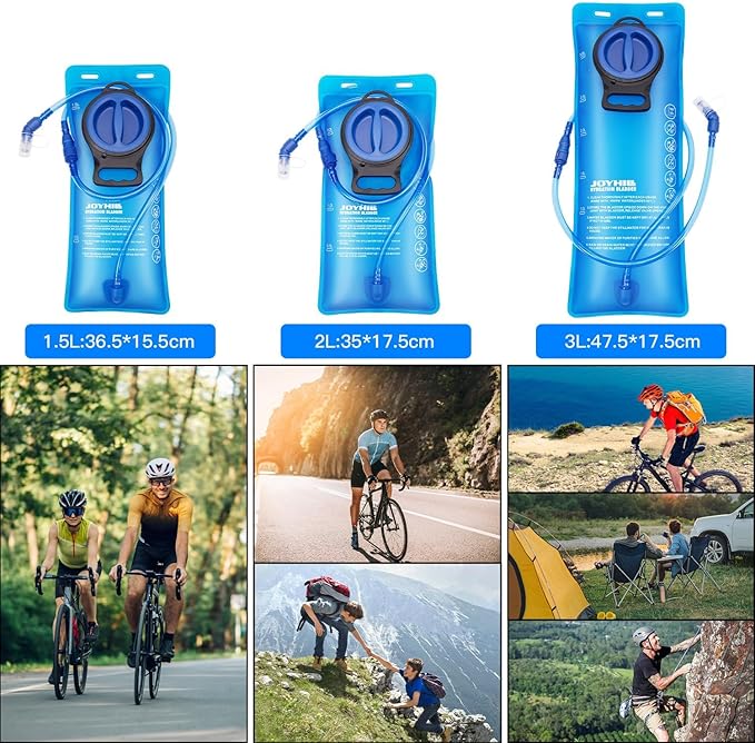 JOYHILL TPU Hydration Bladder,1.5L 2L 3L Water Bladder for Hiking Backpack BPA Free Leak Proof Hydration Pack