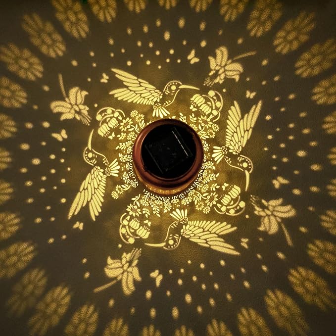 2Pack Hummingbird Solar Lanterns Outdoor Waterproof Lantern Garden Decor Gifts for Women Mom Grandma Hanging Solar Lights Metal Decoration Christmas Outside for Yard, Patio,Porch, Tabletop, Pathway