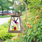 Solar Lantern with Shepherd Hook, Hanging Lantern with LED Lights, Outdoor Waterproof Solar Lanterns Metal Lamp Decoration Garden Patio Yard Pathway, Gifts for Mom Grandma Women, Dragonfly